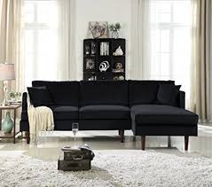 To create a contemporary home, employ a modern leather sectional as a central seating arrangement. Sofamania Mid Century Modern Brush Microfiber Sectional Sofa L Shape Couch With Extra Wide Chaise Lounge Black Large Pricepulse
