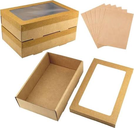 Gad2go 6 Pieces Kraft Bakery Boxes with Window 30 x 20 x 8 CM Large Cookie Box Empty Gift Packing Boxes for Cupcake Candy Desserts Muffins Pastry ...