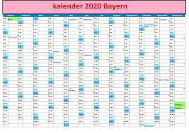 Kalender 2021 mit kalenderwochen und den schulferien und feiertagen von bayern. Jahreskalender 2020 Bayern Mit Ferien Und Feiertagen Druckbarer 2021 Kalender