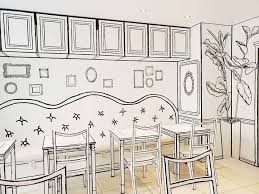 Maybe you would like to learn more about one of these? A Sketchy Cafe Trend Interiors Designed To Look Like They Re 2d Line Drawings Core77