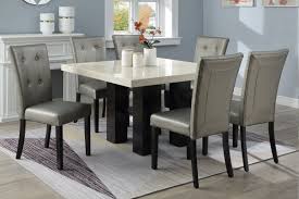 Poundex F2463 1752 7 Pc Donnie Black Finish Wood Square Faux Marble Top Dining Table Set Silver Chairs Counter Height Dining Table Set Counter Height Dining Table Dining Table Setting