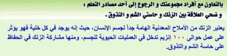 ما العلاقة بين الزنك وحاستي الشم والتذوق المساعد الشامل