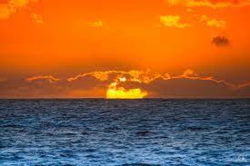 Underwater view with ocean waves flowing in the clear blue water. Sea Sunset Background High Quality Free Backgrounds