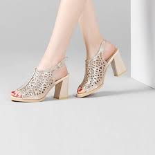 Trending Fashion High Heel Rhinestone Buckle Gold Sandals S 216gd