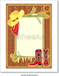 Your cowboy frame stock images are ready. Free Art Print Of Billboard Frame With Cowboy Hat And Boots On Wood Wall Billboard Frame With Cowboy Hat And Boots Vector Christmasn Background Freeart Fa7591336