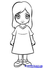 5) draw a set of cute cats faces. Step By Step Easy Drawings Of Girls For Kids Rectangle Circle