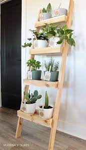 Diy Plant Ladder Shelf A Renter Friendly Indoor Garden Idea In 2021 Plant Decor Indoor Indoor Plant Shelves Plant Ladder