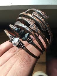 Bracelet Stack Copper Bangle Bracelets Stacked Bangles Etsy Metal Jewelry Raw Gemstone Jewelry Metalsmithing Jewelry