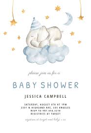 Sleeping Elephant And Girraffe Baby Shower Invitation Template Free Greetings Island Baby Shower Invitations Diy Free Baby Shower Invitations Printable Baby Shower Invitations