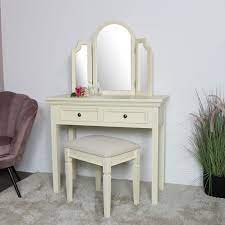 2021 premium vanity set with touch screen dimming mirror, 3 color lighting modes, dressing table 31.5 x 16 x 52.5 inches. Cream Dressing Table Set Daventry Cream Range Melody Maison