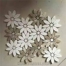 Bianco Dolomite White Marble Mix Light Emperador Marble Mosaic Flower Pattern Tiles For Bathroom Wall Floor Inte Marble Mosaic Marble Mosaic Tiles Mosaic Tiles
