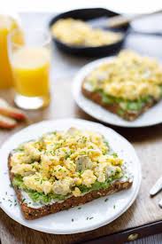 breakfast avocado toast with egg and