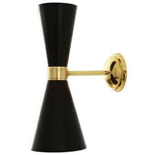Led wall sconce with bronze frame holding a hand carved glass shade. Mullan Lighting Cairo Up Down Contemporary Led Wall Light With Dual Cone Base Black