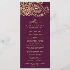Gold Indian Paisley Dinner Menu Card Zazzle Com Menu Card Design Menu Cards Wedding Dinner Menu