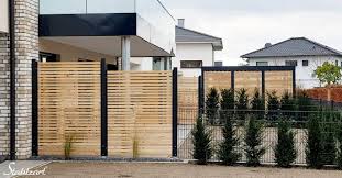 Sichtschutz Zaun Holz Larche Metall Anthrazit Modern Stahlzart Anthrazit Holz Larche Metall Modern Pergola Pe In 2020 Fence Design Wood Privacy Fence Backyard