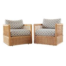 Pair Of Mcguire Rattan Wicker Lounge Chairs With Ottoman Wicker Lounge Chair Wicker Armchair Rattan Lounge Chair