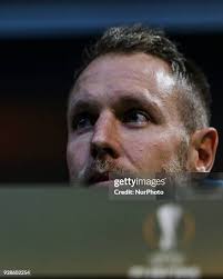 Plzen's midfielder Daniel Kolar attends to a press conference in... News  Photo