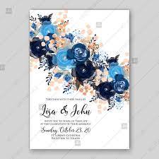 Royal Blue Rose Indigo Watercolor Floral Wedding Invitation Vector Template Wedding Invitation Vector Watercolor Floral Wedding Invitations Indigo Watercolor Floral