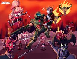 Doom Vs All Demons By Behelliths On Deviantart Cartoon Crossovers Anime Alien Character