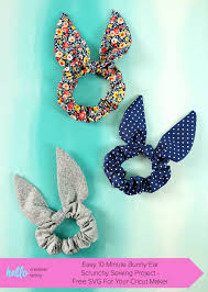 These cute little bunny ears were a big hit and one of new favorite easter kids crafts. Easy 10 Minute Bunny Ear Scrunchy Sewing Project With Cricut Cut File