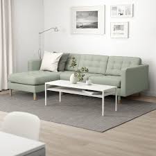 Buy Landskrona 3 Seat Sofa With Chaise Longue Gunnared Light Green Wood Online Ikea Wohnzimmer Braun 3er Sofa Recamiere