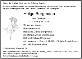 Markus bergmann is on facebook. Traueranzeigen Von Helga Bergmann Lz Trauer