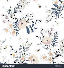 White paper pattern geometric abstract background. Beautiful Trendy Vector Floral Pattern In The Many Kind Of Flowers Botanical Motifs Scattered Random Seam Watercolor Illustration Floral Pattern Illustration