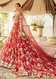 Long Trail Frock For Wedding In Red Color N7054 Red Bridal Dress Bridal Dresses Pakistan Pakistani Bridal Dresses