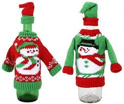 All are either from this channel or. Amazon Com 2pc Ugly Sweater Party Christmas Table Decoration Wine Bottle Knit Sweater With Santa Cap Wine Bottle Gift Cover Santa Suit Home Kitchen