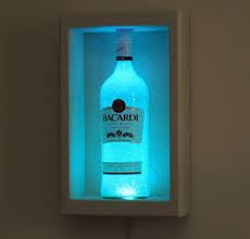 Bacardi Rum Shadow Box Wall Mount Or Tabletop Color Changing Bottle Lamp Bar Light Led Remote Controlled Eco Friendly Bottle Lamp Liquor Bottle Lamp Bacardi