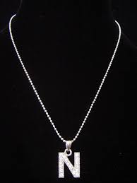 N Letter Initial Alphabet Pendant Charm Necklace Silver Tone Crystal 5 Colors Charm Necklace Silver Necklace Silver Rings Online