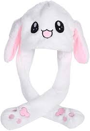 Amazon Com Tinfun Cute Bunny Hat Funny Rabbit Plush Hat With Moving Ears When Pressing The Paws White Clothing Cute Hats Bunny Hat Cosplay Gift