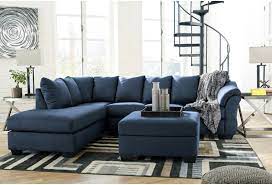 Free delivery best price guarantee. Signature Design By Ashley Darcy Blue 803375105 Contemporary 2 Piece Sectional Sofa With Left Chaise Sam Levitz Furniture Sectional Sofas
