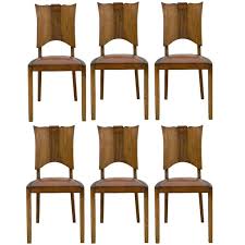 Six Art Deco Dining Chairs French Walnut Mid Century Mid Century Dining Chairs Dining Chairs Art Deco Chair