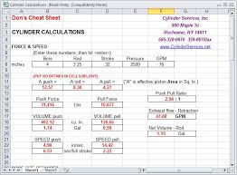 Download Dons Hydraulic Calculator Cheat Sheet Cylinder