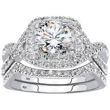 Our buy now pay later plans allow you to get what you want or need now, and finance it with low monthly. Fingerhut Palmbeach Jewelry Platinum Over Sterling Silver Cz Double Halo Crossover Bridal Set