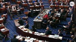 By custom, the leader of each party sits in the front row along the center aisle. Donald Trump Impeachment Trial Is Constitutional Senators Say In Vote