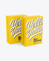 Download Two Glossy Boxes Mockup In Box Mockups On Yellow Images Object Mockups PSD Mockup Templates