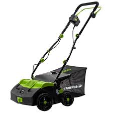 In that case, you need an electric lawn mower, not an aerator. Earthwise 16 In 13 Amp Corded Electric Dethatcher Dt71613 The Home Depot