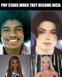 Michael went crazy....Beyonce was tanned in the first picture, and the  lighting and makeup is making her brighter....