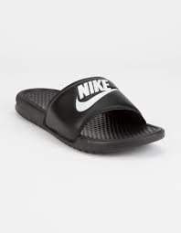 Black And White Nike Sandals Nike Benassi Jdi Black White Mens Slide Sandals Blkwh 358118125 In 2020 White Nike Slides White Slides Sandals Mens Slide Sandals