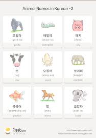 Animal Names In Korean 2 Chat To Learn Korean With Eggbun Korean Language Korean Language Learning Learn Korea