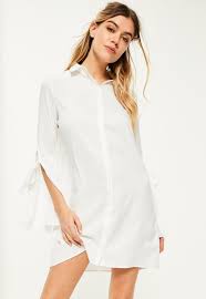 Missguided White Tie Detail Flared Sleeve Shirt Dress Ladies Mini Dresses Office Dresses For Women Women Dress Online Plus details aplenty and this season's hottest hue. www pinterest ph