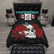 Black And Cream Bedding Set Peony And Teal Butterfly Skull Cream Bedding Collection In 2020 Duvet Bedding Sets Bedding Sets Skull Bedding