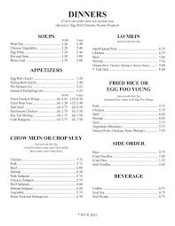 A $4.50 split charge will be added to split entrees. Dinner Menu China House Chinese Restaurant