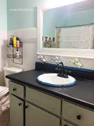 Once upon a time, we had an outdated bathroom vanity. I Chalk Painted My Countertops Lolly Jane