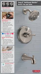 Delta Temp2o Led Digital Temperature Display Single Handle 5 Spray Tub And Shower Faucet In Brushed Nickel Valve Included 144984 Sst2o The Home Depot In 2020 Tub And Shower Faucets Shower Faucet Delta Faucets