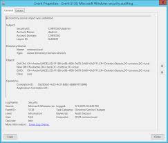 5138 S A Directory Service Object Was Undeleted Windows 10 Windows Security Microsoft Docs