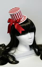 Black And White Striped Top Hat Red And White Striped Boardwalk Carnival And County Fair Mini Top Hat Made To Order Mini Top Hat Hat Making Red And White