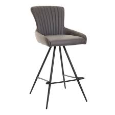 Oypla black padded folding high chair breakfast kitchen bar stool seat (15) £24.99 save 28% £17.99 free delivery. Leon Counter Swivel Stool In Dark Grey Fabric Bar Stools Fishpools